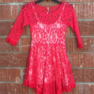 Free People lace red dress size 2